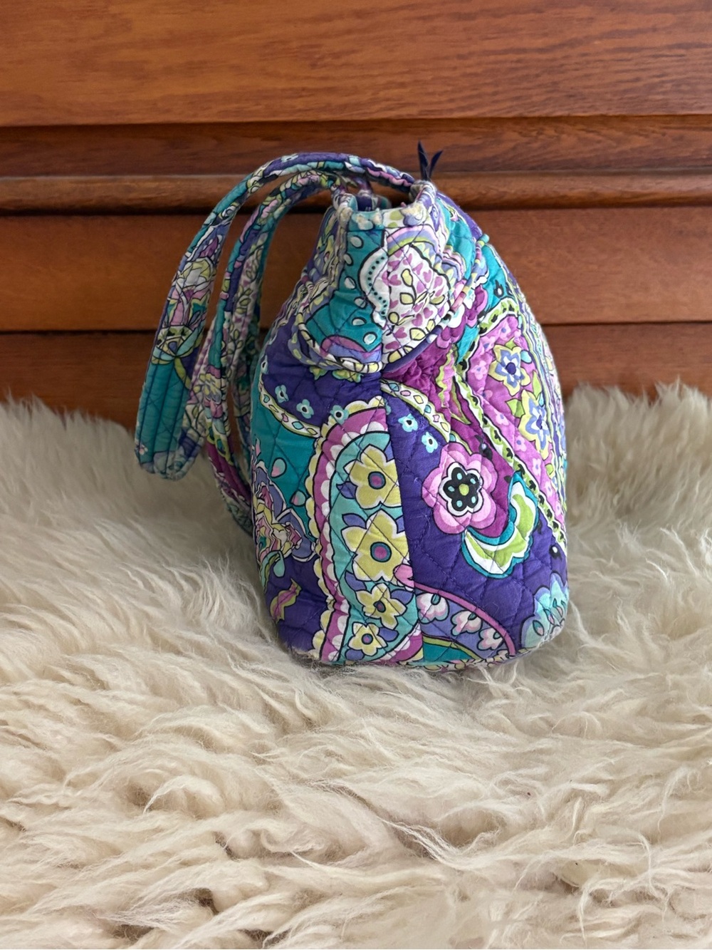 Vera Bradley ‘Heather Paisely’ Purple Teal Quilted Tote - Picture 4 of 6